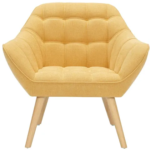 vente-unique.com Fauteuil droit polyester jaune moutarde Jaune 82x77x73cm – image 3