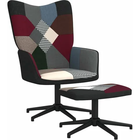 vidaXL Chaise de relaxation avec tabouret Patchwork Tissu – 425718 – image 2
