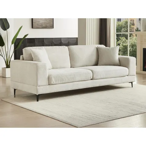 vente-unique.com Canapé fixe polyester 3 places beige 227x82x89cm – image 3