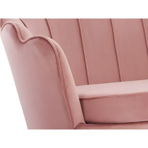 vente-unique.com Canapé fixe polyester 2 places rose 124x78x73cm – image 2