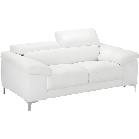Vente-unique Tweezitsbank van leer SOLANGE - Wit – afbeelding 2