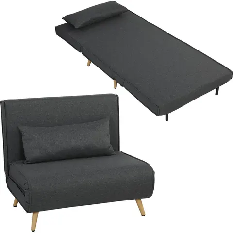 HOMCOM-Stoelbed - Polyester - 94x190x27cm - Grijs – afbeelding 2