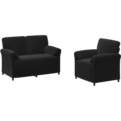 vidaXL Ensemble de Canapés 2 pc Noir Velours – 776685 – image 2