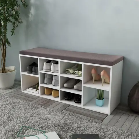 vidaXL Banc de rangement à chaussures 10 compartiments Blanc – image 2
