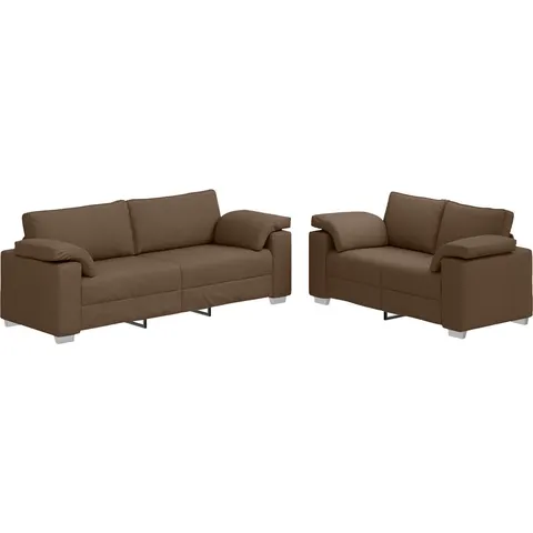 vidaXL Canapé 2 pc Marron tissu – image 2