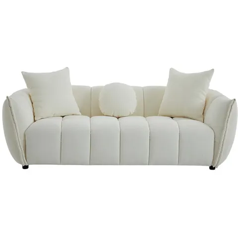 vente-unique.com Canapé fixe polyester 3 places beige 216x68x97cm – image 3