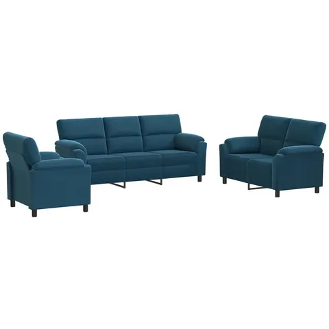 vidaXL Ensemble de Canapés 3 pcs Bleu Velours – 295068 – image 2