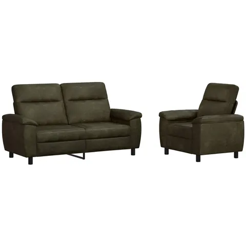 vidaXL Ensemble de Canapés 2 pcs Vert armée Simili daim – 296546 – image 2