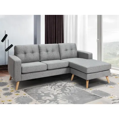 vente-unique.com Canapé d'angle polyester 4 places gris 198x85x160cm – image 3