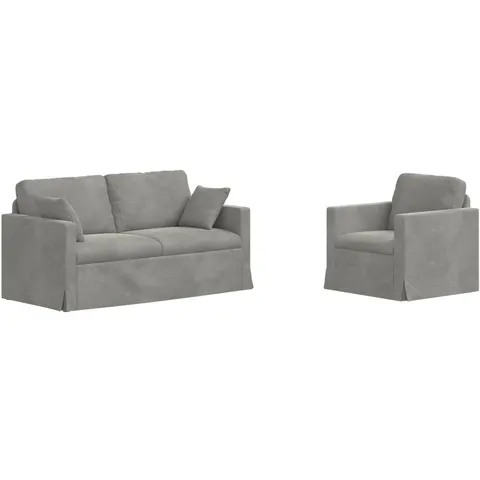 vidaXL Ensemble de Canapés 2 pc Gris clair Velours – 374386 – image 3