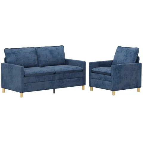 vidaXL Ensemble de Canapés 2 pc Bleu Polyester – 593848 – image 2