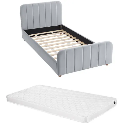 Vente-unique Bedframe fluweel grijs 90 x 190 cm – afbeelding 2