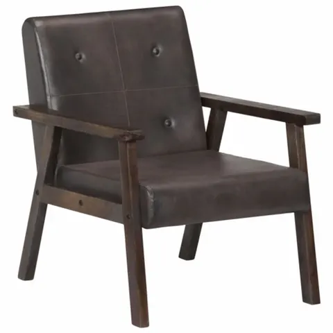 vidaXL Fauteuil gris cuir véritable – image 2