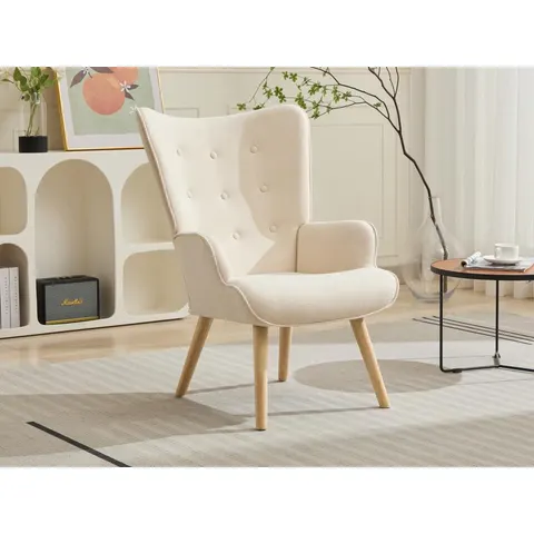 vente-unique.com Fauteuil droit polyester beige 69x96x78cm – image 3