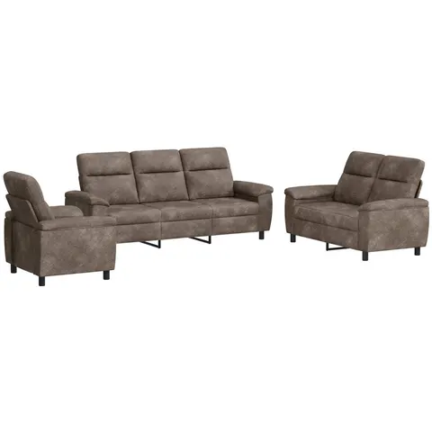 vidaXL Ensemble de Canapés 3 pcs Gris clair Simili daim – 297215 – image 2