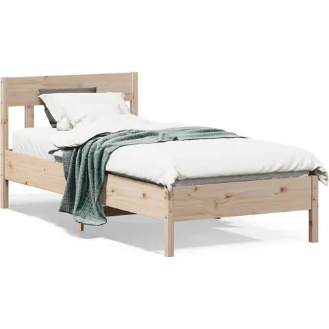 vidaXL Bed Frame Natural 75 x 190 cm Solid Pine Wood – image 2