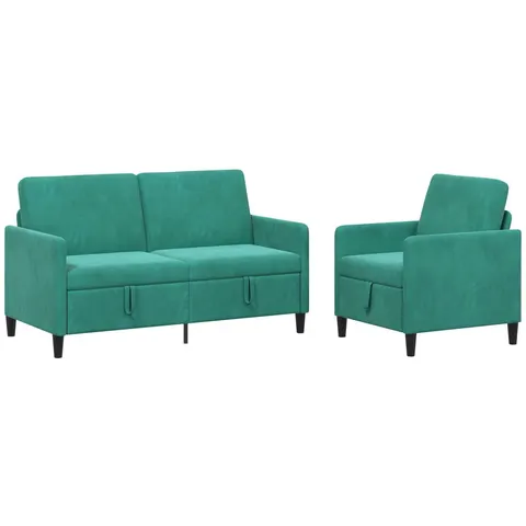 vidaXL Canapé avec rangement 2 pc Turquoise Polyester – 202615 – image 2