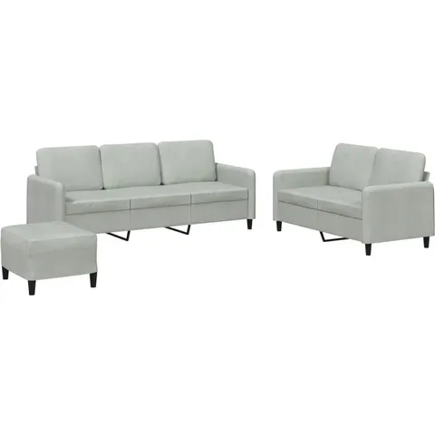 vidaXL Ensemble de canapés 3 pcs gris clair velours – 069916 – image 2