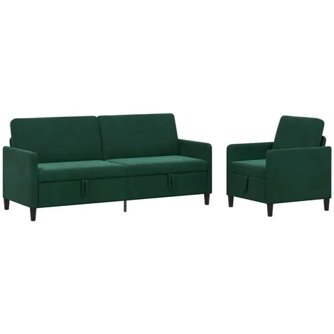 vidaXL Canapé avec rangement 2 pc Vert foncé Polyester – 203094 – image 2