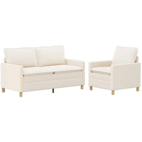 vidaXL Ensemble de Canapés 2 pc Crème Tissu – 593695 – image 2