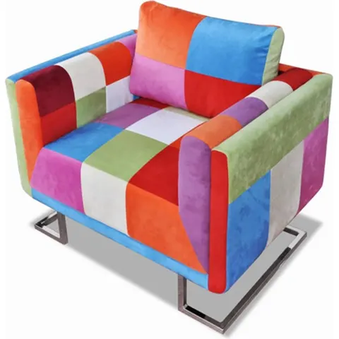 vidaXL Fauteuil cube avec design de patchwork Chrome Tissu – image 2