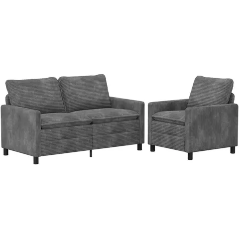 vidaXL Ensemble de Canapés 2 pc Gris clair Polyester – 593855 – image 2