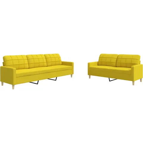 vidaXL Ensemble de canapés 2 pcs jaune clair tissu – 603150 – image 2