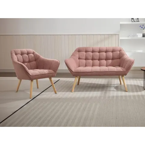 vente-unique.com Ensemble canapé fauteuil polyester rose 127x77x73cm – image 3