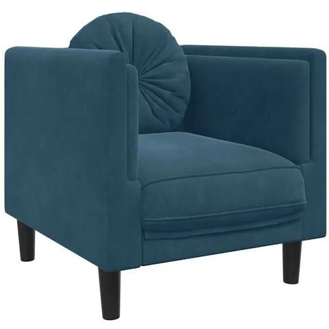 vidaXL Fauteuil avec coussin bleu velours – image 2