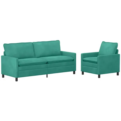 vidaXL Ensemble de Canapés 2 pc Turquoise Velours – 594098 – image 2