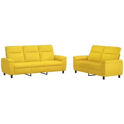 vidaXL Ensemble de Canapés 2 pcs Jaune clair Tissu – 297574 – image 2