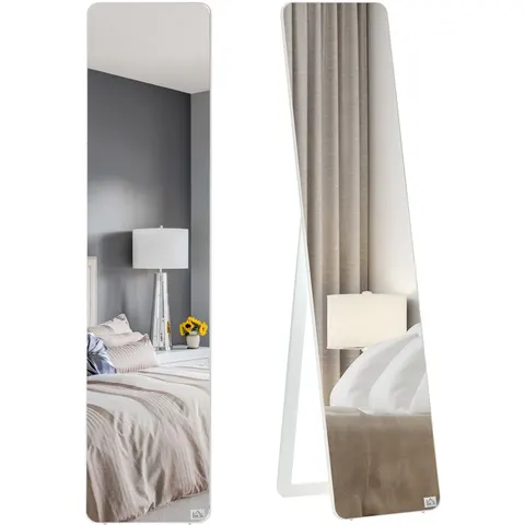 HOMCOM - Staande spiegel - MDF - 37x43x156cm - Wit – afbeelding 2