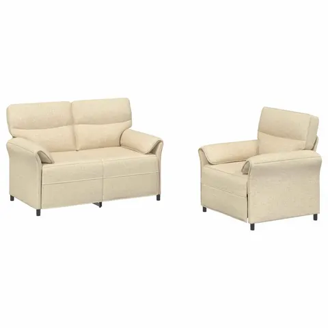 vidaXL Ensemble de Canapés 2 pc Crème Tissu – 776272 – image 2