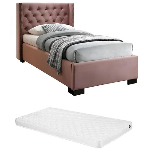 Vente-unique Bedframe fluweel roze 90 x 200 cm – afbeelding 2