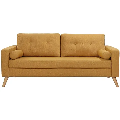 vente-unique.com Canapé fixe polyester 3 places jaune 182x83x81cm – image 3