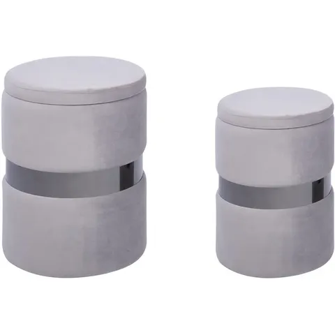 DORIS - Poef set van 2 - Lichtgrijs - Fluweel – afbeelding 2