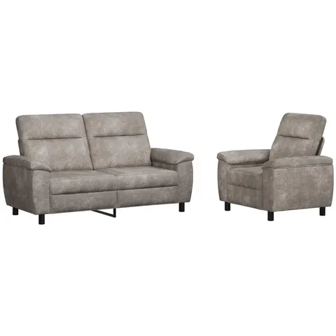 vidaXL Ensemble de Canapés 2 pcs Gris clair Simili daim – 296522 – image 2