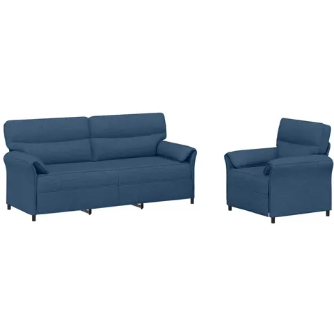 vidaXL Ensemble de Canapés 2 pc Bleu Tissu – 776562 – image 2