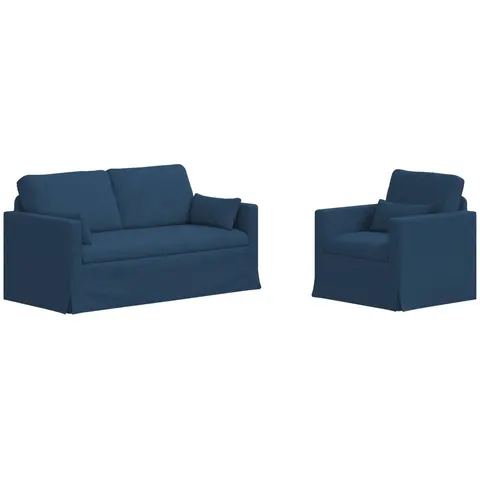 vidaXL Ensemble de Canapés 2 pc Bleu tissu – 374300 – image 2