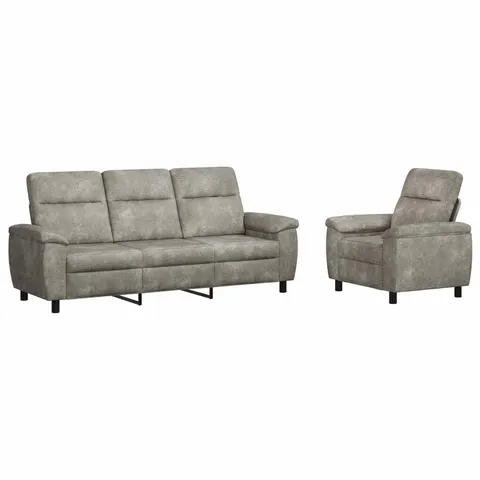 vidaXL Ensemble de Canapés 2 pcs Gris clair Simili daim – 296751 – image 2