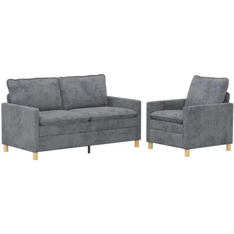 vidaXL Ensemble de Canapés 2 pc Gris clair Polyester – 593817 – image 2