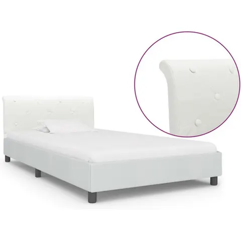 vidaXL - Bedframe - kunstleer - wit - 100x200 - cm – 698021 – afbeelding 2