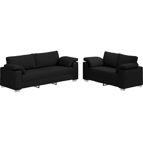 vidaXL Canapé 2 pc Noir tissu – image 2