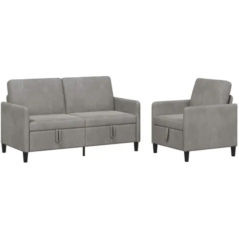 vidaXL Canapé avec rangement 2 pc Gris clair Polyester – 202516 – image 2