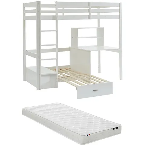 Vente-unique Hoogslaper hout wit 90 x 200 cm – afbeelding 2