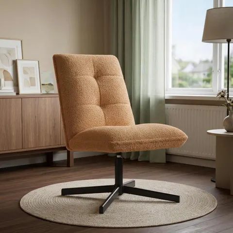 vidaXL Chaise pivotante Beige Bouclé – image 2
