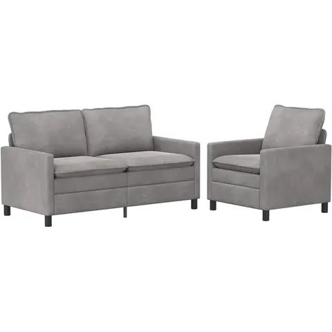 vidaXL Ensemble de Canapés 2 pc Gris clair Velours – 593589 – image 2