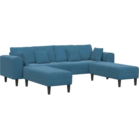 vidaXL Canapé 3 pc Bleu Velours – image 3
