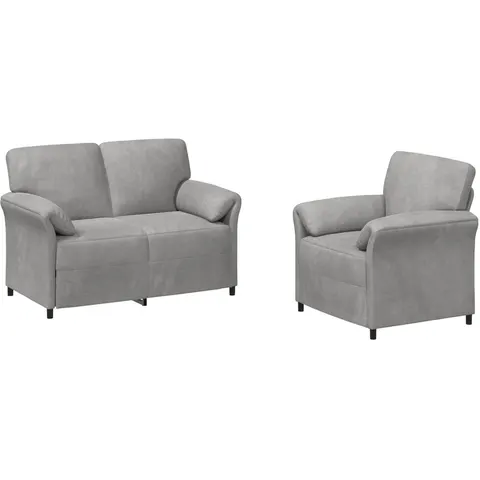 vidaXL Ensemble de Canapés 2 pc Gris clair Velours – 776623 – image 2