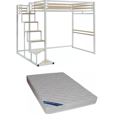Vente-unique Hoogslaper metaal wit 140 x 200 cm – afbeelding 2